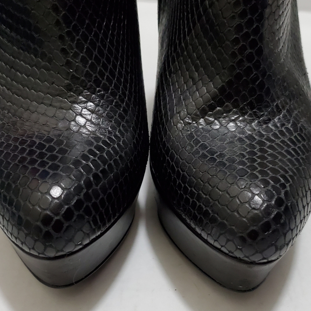 Theory Python Snake Skin Wedge Boots Booties - image 2
